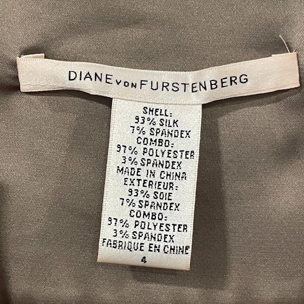 ~ Diane von Furstenberg 4 Raton Stretch Silk Blend Blouse V-neck Bronze Top - Picture 2 of 16
